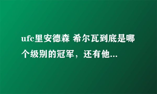 ufc里安德森 希尔瓦到底是哪个级别的冠军，还有他现在还比赛吗？