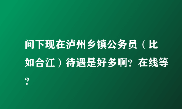 问下现在泸州乡镇公务员（比如合江）待遇是好多啊？在线等？