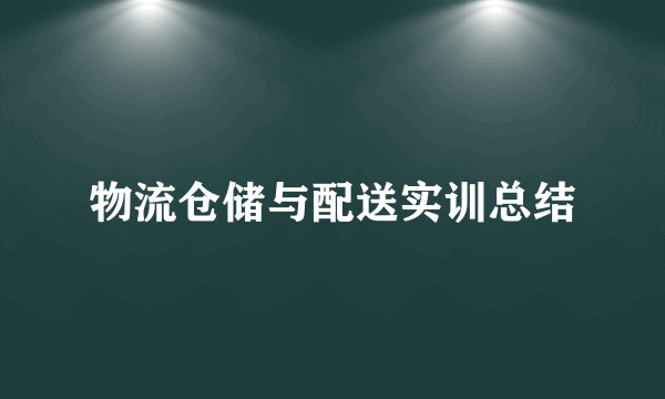 物流仓储与配送实训总结