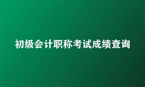 初级会计职称考试成绩查询