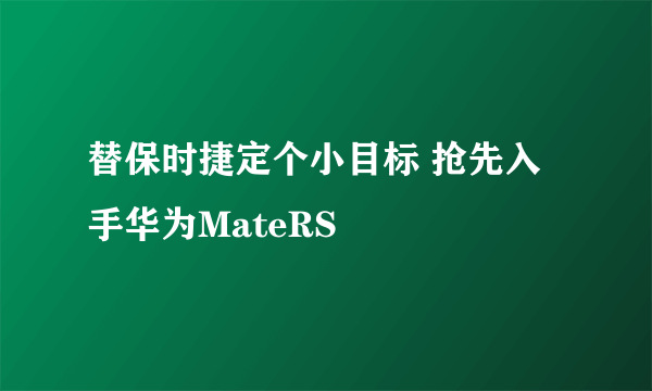 替保时捷定个小目标 抢先入手华为MateRS