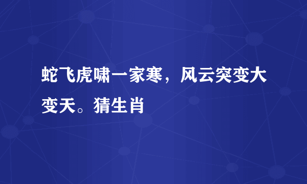 蛇飞虎啸一家寒，风云突变大变天。猜生肖