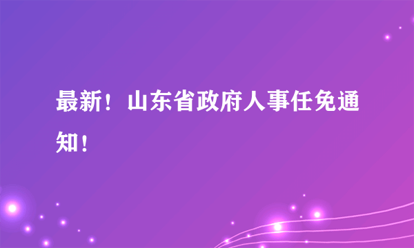 最新！山东省政府人事任免通知！