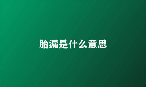 胎漏是什么意思