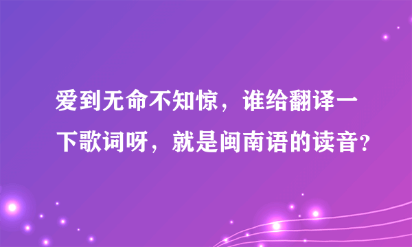 爱到无命不知惊，谁给翻译一下歌词呀，就是闽南语的读音？