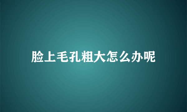 脸上毛孔粗大怎么办呢