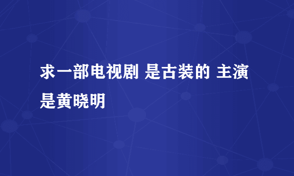 求一部电视剧 是古装的 主演是黄晓明