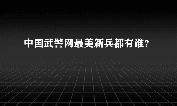 中国武警网最美新兵都有谁？