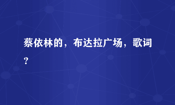 蔡依林的，布达拉广场，歌词？