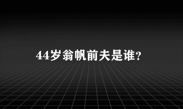 44岁翁帆前夫是谁？