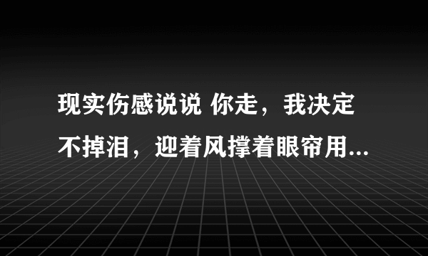 现实伤感说说 你走，我决定不掉泪，迎着风撑着眼帘用力不眨眼