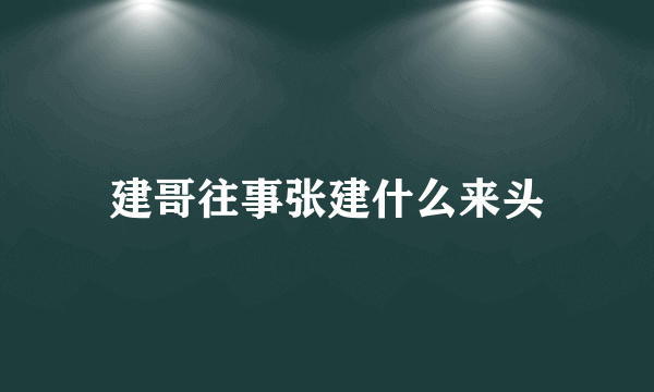 建哥往事张建什么来头