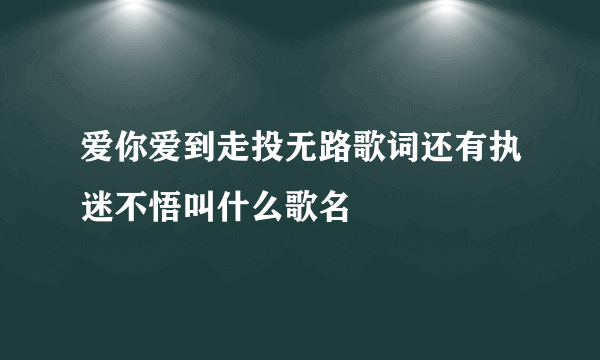 爱你爱到走投无路歌词还有执迷不悟叫什么歌名