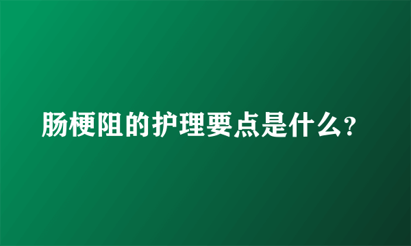 肠梗阻的护理要点是什么？