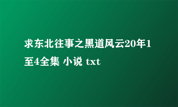 求东北往事之黑道风云20年1至4全集 小说 txt