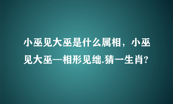 小巫见大巫是什么属相，小巫见大巫—相形见绌.猜一生肖?