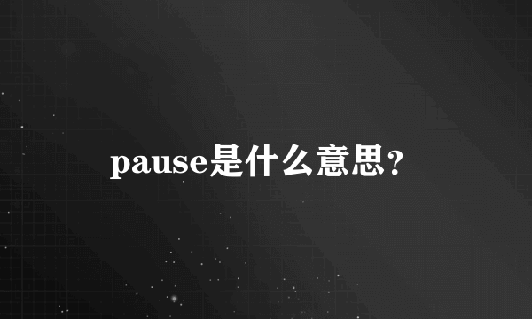 pause是什么意思？