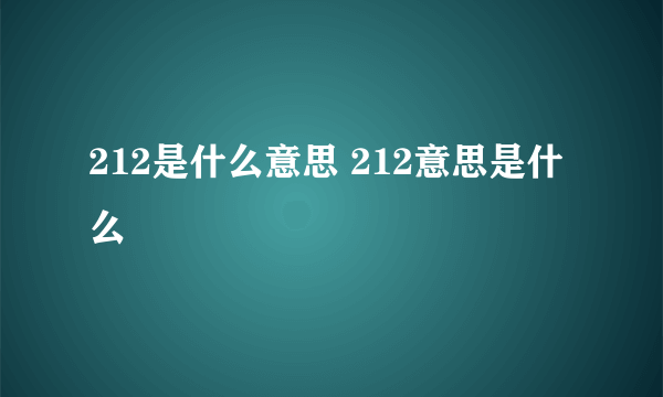 212是什么意思 212意思是什么