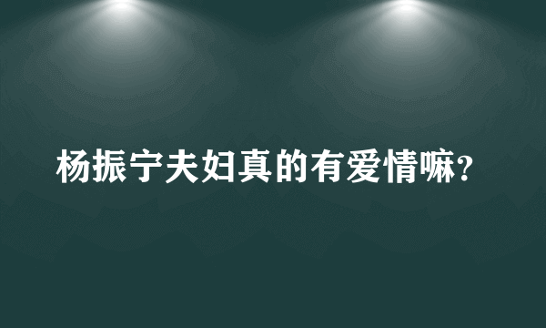 杨振宁夫妇真的有爱情嘛？