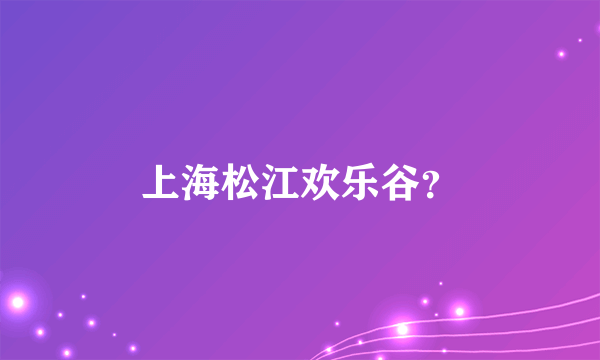 上海松江欢乐谷？