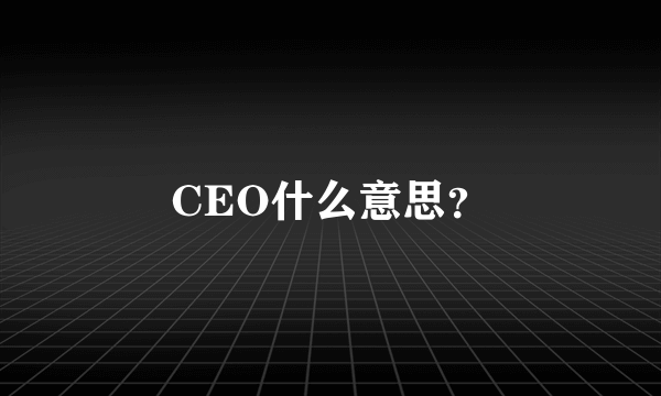 CEO什么意思？