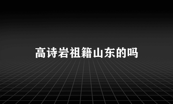 高诗岩祖籍山东的吗