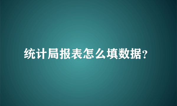 统计局报表怎么填数据？