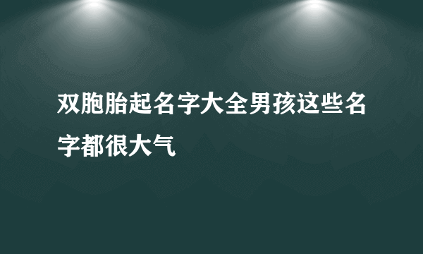 双胞胎起名字大全男孩这些名字都很大气