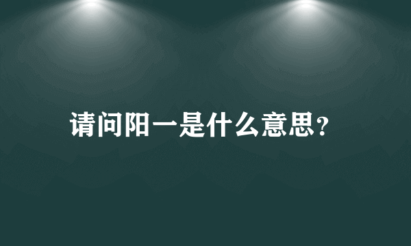 请问阳一是什么意思？