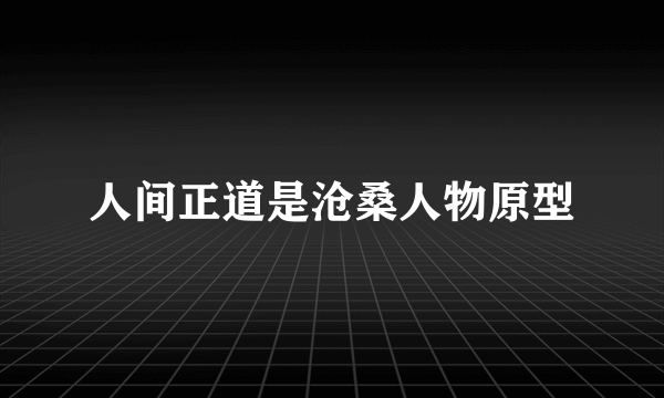 人间正道是沧桑人物原型