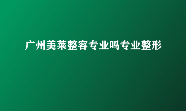 广州美莱整容专业吗专业整形