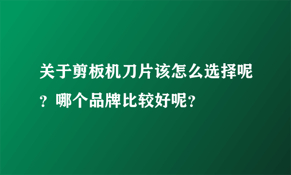 关于剪板机刀片该怎么选择呢？哪个品牌比较好呢？