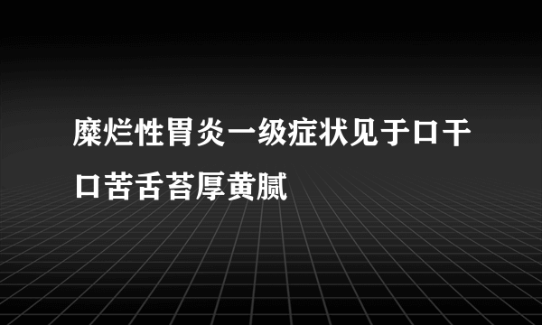 糜烂性胃炎一级症状见于口干口苦舌苔厚黄腻