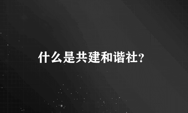 什么是共建和谐社？