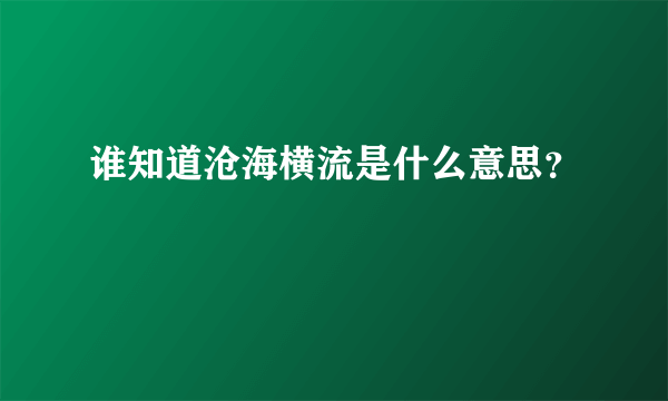 谁知道沧海横流是什么意思？