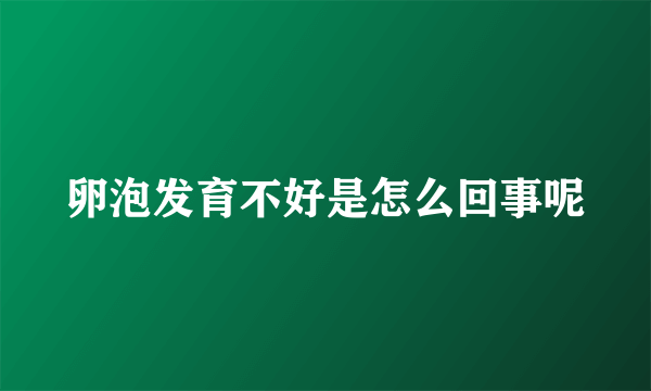 卵泡发育不好是怎么回事呢