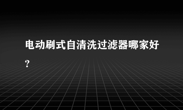 电动刷式自清洗过滤器哪家好？