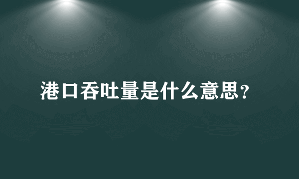 港口吞吐量是什么意思？