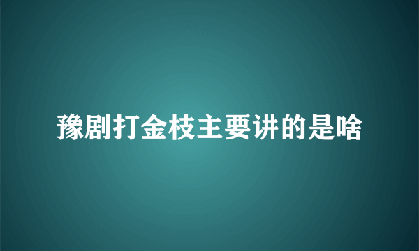 豫剧打金枝主要讲的是啥