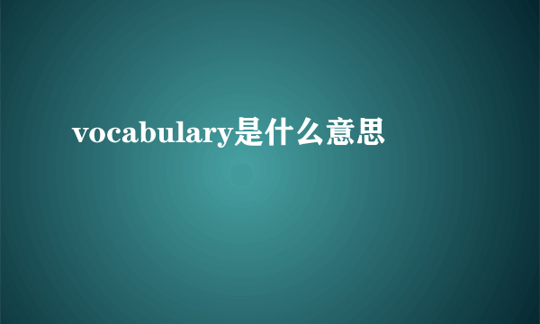 vocabulary是什么意思