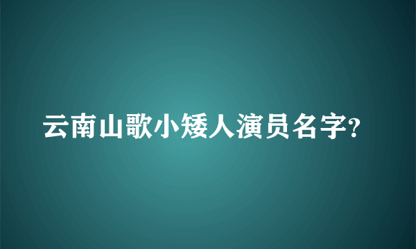 云南山歌小矮人演员名字？