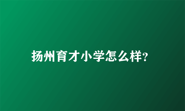 扬州育才小学怎么样？