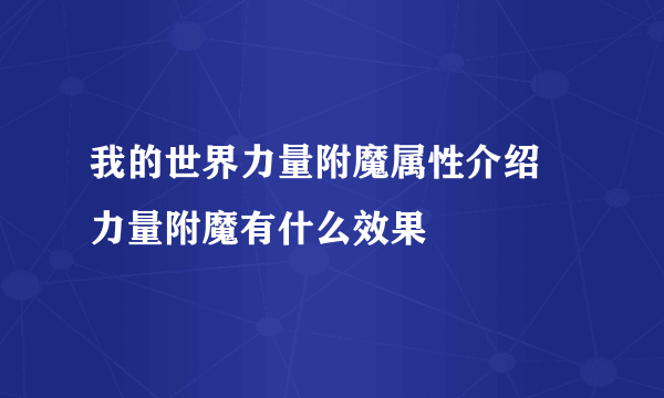 我的世界力量附魔属性介绍 力量附魔有什么效果