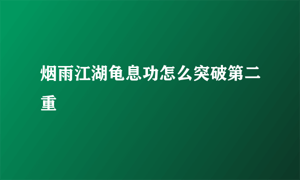 烟雨江湖龟息功怎么突破第二重