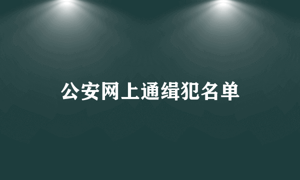 公安网上通缉犯名单