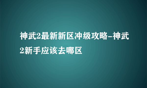 神武2最新新区冲级攻略-神武2新手应该去哪区