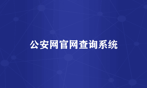 公安网官网查询系统