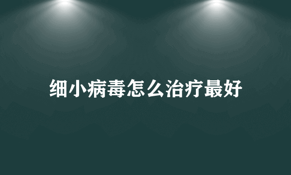 细小病毒怎么治疗最好