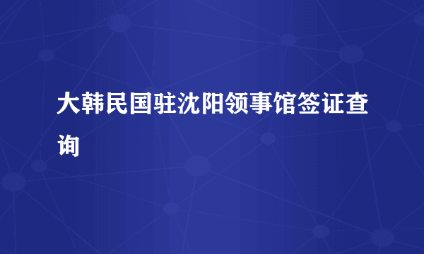 大韩民国驻沈阳领事馆签证查询