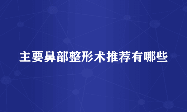 主要鼻部整形术推荐有哪些